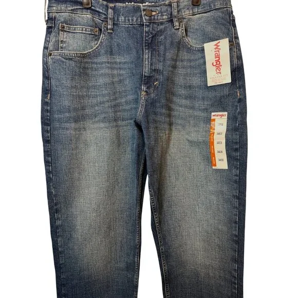 NWT Wrangler 34x30 Mens Relaxed Fit Jeans Blue Denim - Picture 4 of 12